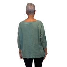 Load image into Gallery viewer, Plain Sage green cotton round neck top for women. (A162)