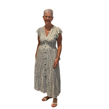 Load image into Gallery viewer, Ladies Green V neck button front floral dress (A169)