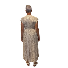 Load image into Gallery viewer, Ladies beige V neck button front floral dress (A169)