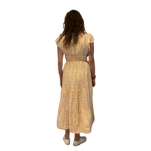 Load image into Gallery viewer, Ladies Mustard V neck button front floral dress (A169)