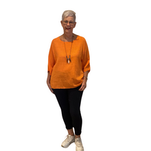 Load image into Gallery viewer, Plain Orange cotton round neck top for women. (A162)