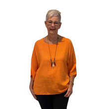 Load image into Gallery viewer, Plain Orange cotton round neck top for women. (A162)