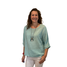 Load image into Gallery viewer, Plain Mint green cotton round neck top for women. (A162)