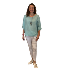 Load image into Gallery viewer, Plain Mint green cotton round neck top for women. (A162)