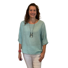 Load image into Gallery viewer, Plain Mint green cotton round neck top for women. (A162)