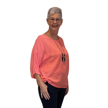 Load image into Gallery viewer, Plain Coral cotton round neck top for women. (A162)