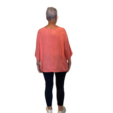Load image into Gallery viewer, Plain Coral cotton round neck top for women. (A162)