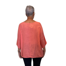 Load image into Gallery viewer, Plain Coral cotton round neck top for women. (A162)