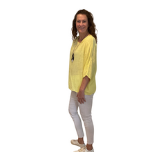 Load image into Gallery viewer, Plain Yellow cotton round neck top for women. (A162)