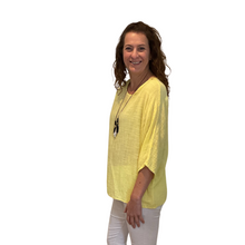 Load image into Gallery viewer, Plain Yellow cotton round neck top for women. (A162)