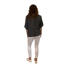 Load image into Gallery viewer, Plain Dark charcoal cotton round neck top for women. (A162)