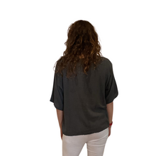 Load image into Gallery viewer, Plain Dark charcoal cotton round neck top for women. (A162)