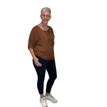 Load image into Gallery viewer, Plain Brown cotton round neck top for women. (A162)