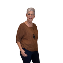 Load image into Gallery viewer, Plain Brown cotton round neck top for women. (A162)
