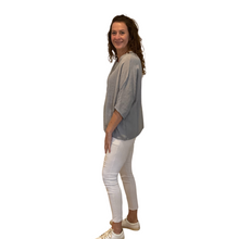Load image into Gallery viewer, Plain Light grey cotton round neck top for women. (A162)