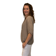 Load image into Gallery viewer, Plain Mocha cotton round neck top for women. (A162)