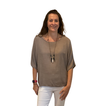 Load image into Gallery viewer, Plain Mocha cotton round neck top for women. (A162)