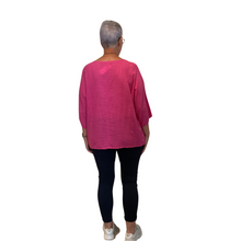 Load image into Gallery viewer, Plain Fuchsia pink cotton round neck top for women. (A162)