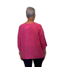 Load image into Gallery viewer, Plain Fuchsia pink cotton round neck top for women. (A162)
