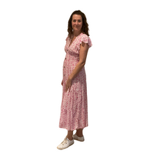 Load image into Gallery viewer, Ladies Pink V neck button front floral dress (A169)