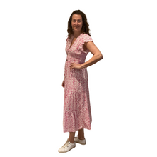 Load image into Gallery viewer, Ladies Pink V neck button front floral dress (A169)