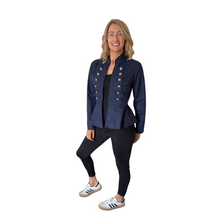 Load image into Gallery viewer, Navy Blue Military Style Short Jacket with Double Button Look