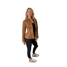 Load image into Gallery viewer, Tan Military Style Short Jacket with Double Button Look