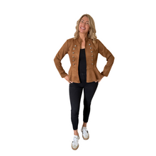 Load image into Gallery viewer, Tan Military Style Short Jacket with Double Button Look