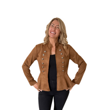 Load image into Gallery viewer, Tan Military Style Short Jacket with Double Button Look