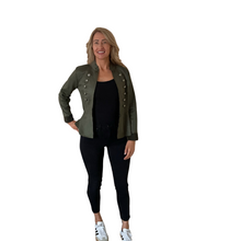 Load image into Gallery viewer, Khaki green Military Style Short Jacket with Double Button Look