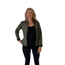 Load image into Gallery viewer, Khaki green Military Style Short Jacket with Double Button Look