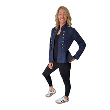 Load image into Gallery viewer, Navy Blue Military Style Short Jacket with Double Button Look