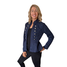Load image into Gallery viewer, Navy Blue Military Style Short Jacket with Double Button Look