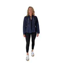 Load image into Gallery viewer, Navy Blue Military Style Short Jacket with Double Button Look