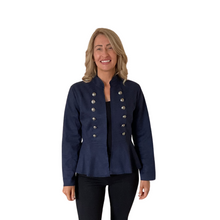 Load image into Gallery viewer, Navy Blue Military Style Short Jacket with Double Button Look