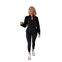 Load image into Gallery viewer, Black Military Style Short Jacket with Double Button Look