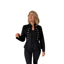 Load image into Gallery viewer, Black Military Style Short Jacket with Double Button Look