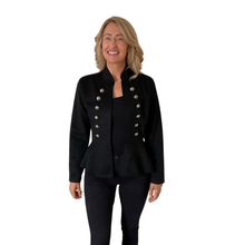 Load image into Gallery viewer, Black Military Style Short Jacket with Double Button Look