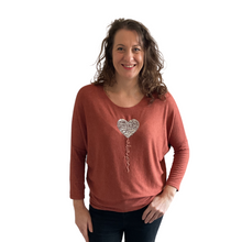 Load image into Gallery viewer, Burnt Orange Heart balloon soft knit top for women. (A156)