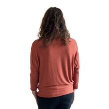 Load image into Gallery viewer, Burnt Orange Heart balloon soft knit top for women. (A156)