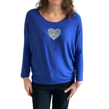 Load image into Gallery viewer, Royal blue Heart balloon soft knit top for women. (A156)