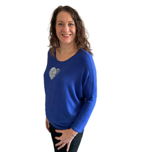 Load image into Gallery viewer, Royal blue Heart balloon soft knit top for women. (A156)