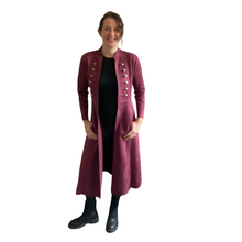 Load image into Gallery viewer, Raspberry Long Military Jacket with Pockets -Very stylish jacket