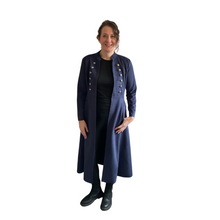 Load image into Gallery viewer, Navy Blue Long Military Jacket with Pockets -Very stylish jacket