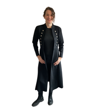 Load image into Gallery viewer, Black Long Military Jacket with Pockets -Very stylish jacket