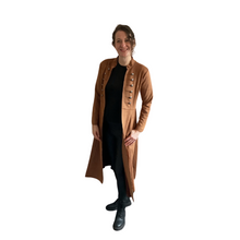 Load image into Gallery viewer, Tan Long Military Jacket with Pockets -Very stylish jacket