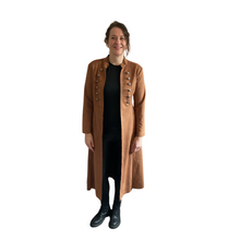 Load image into Gallery viewer, Tan Long Military Jacket with Pockets -Very stylish jacket