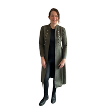 Load image into Gallery viewer, Khaki Green Long Military Jacket with Pockets -Very stylish jacket