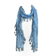 Load image into Gallery viewer, Sky Blue Leaf Lace Scarf