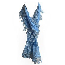 Load image into Gallery viewer, Sky Blue Leaf Lace Scarf